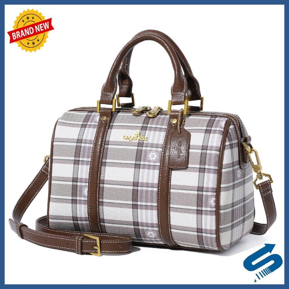 Vegan Leather Satchel Bag with Top Handle & Adjustable Crossbody Strap
